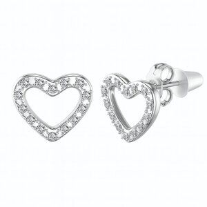 Heart CZ Stud Earrings Hypoallergenic 316L Steel